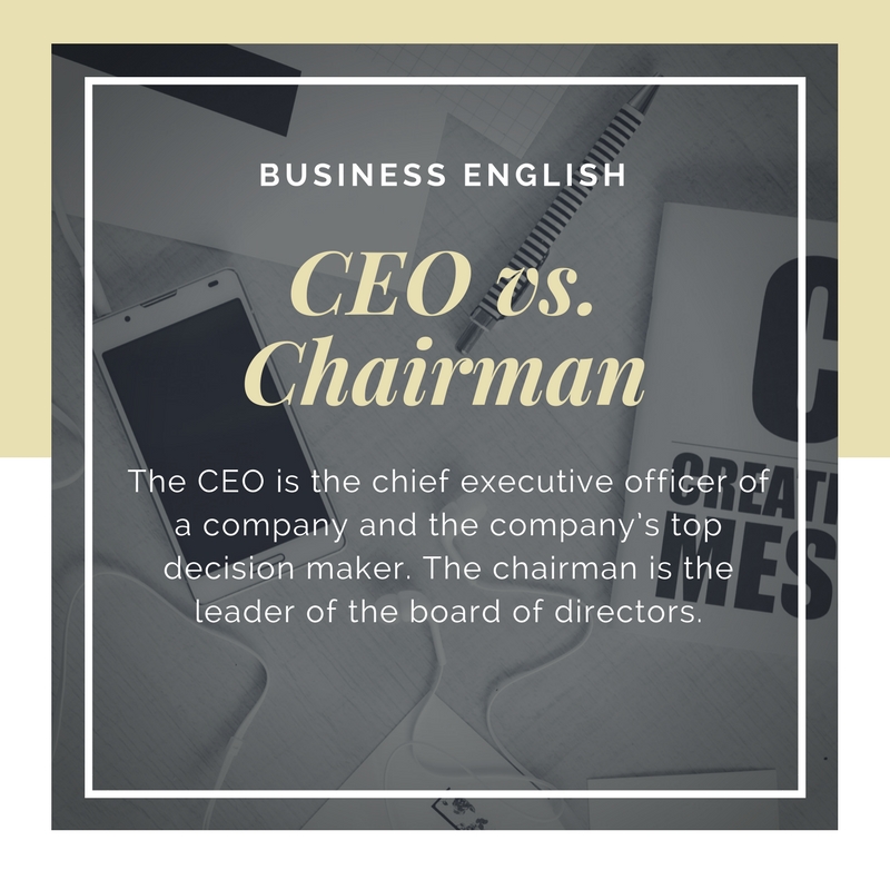 Discreto Karu hablar Cuál es la diferencia entre CEO y Chairman? | Inglés de negocios | NSC  Idiomas