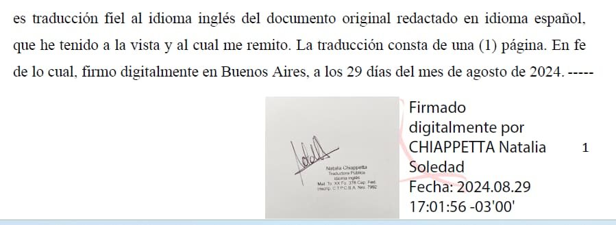 firma digital traducción